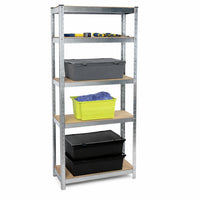 Scaffale Metallo Zincato e Legno 5 Ripiani 75x30 H 172 cm Casa Lavoro Ufficio Garage