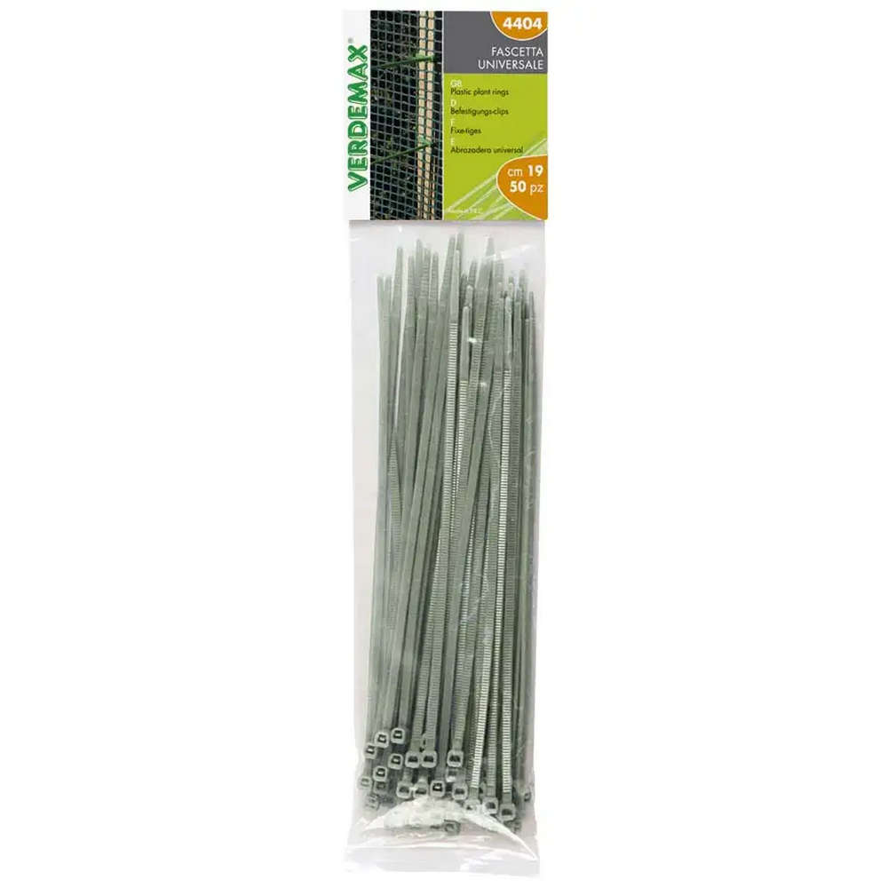 Fascette Regolabili in Nylon per Legatura Steli Piante e Rami Verdemax Colore: Grigio