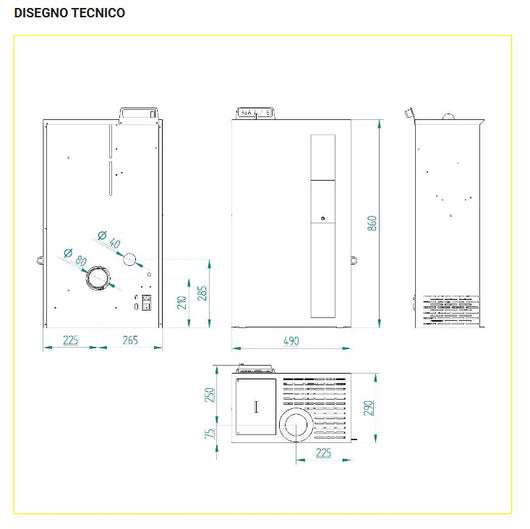 STUFA A PELLET SLIM BRONTE 5 – BIANCO / ANTRACITE / BORDEAUX COMPATTA ED EFFICIENTE COLORE: BIANCO