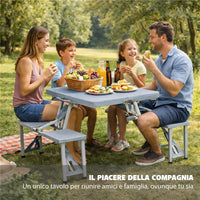 SET TAVOLO PIEGHEVOLE CON 4 SGABELLI IN COLORE GRIGIO