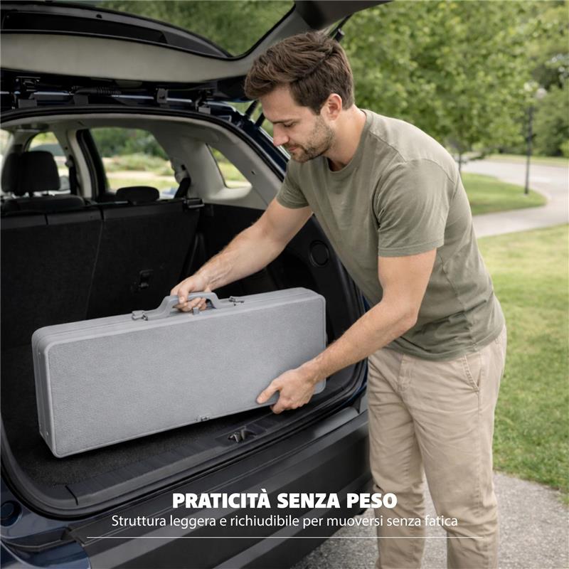 SET TAVOLO PIEGHEVOLE CON 4 SGABELLI IN COLORE GRIGIO