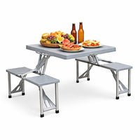 SET TAVOLO PIEGHEVOLE CON 4 SGABELLI IN COLORE GRIGIO