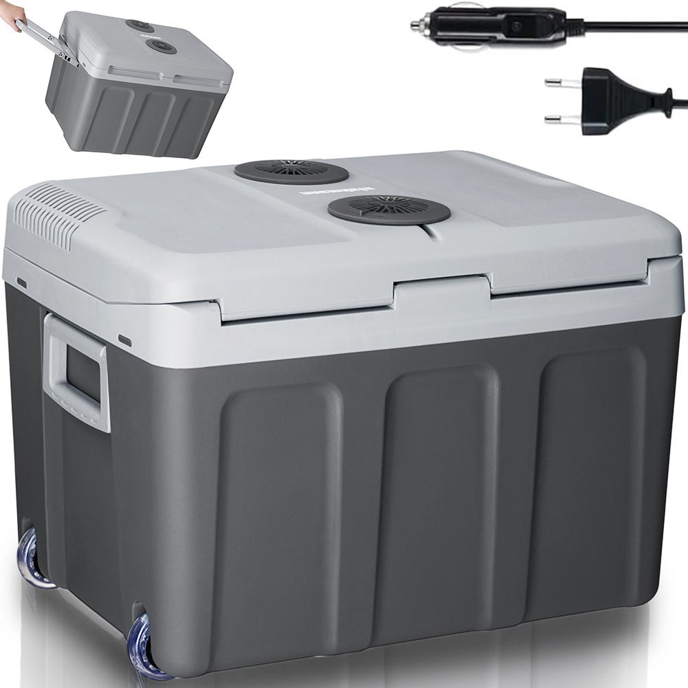 Frigorifero Elettrico Portatile 40LT Caldo Freddo 12V 230V con Ruote e Maniglia Grigio