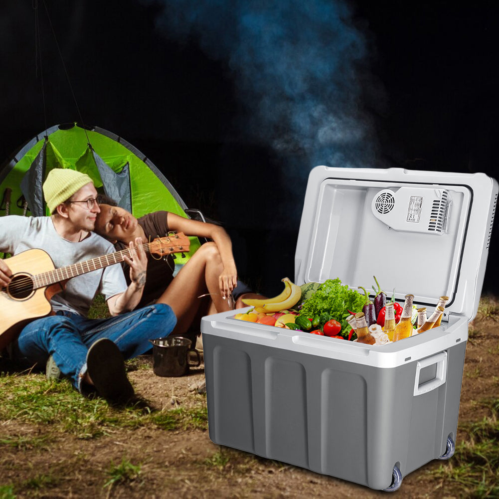 Frigorifero Elettrico Portatile 40LT Caldo Freddo 12V 230V con Ruote e Maniglia Grigio