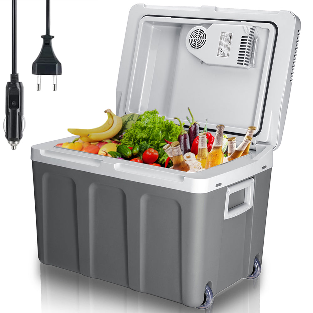 Frigorifero Elettrico Portatile 40LT Caldo Freddo 12V 230V con Ruote e Maniglia Grigio