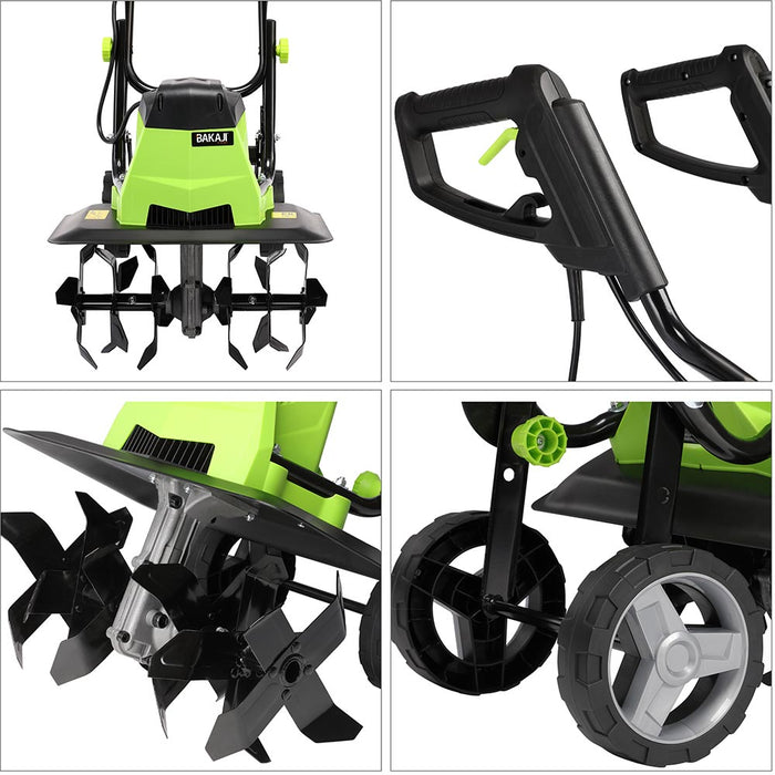 Motozappa Elettrica 1500W Elettrozappa 40cm Zappatrice 6 Lame 22cm