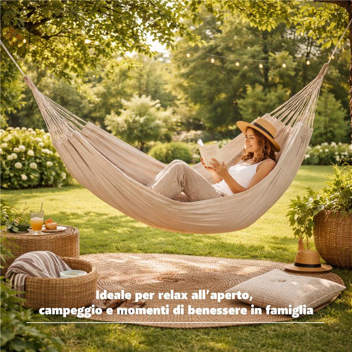 AMACA IN COTONE FLEXY PORTATA 120 KG BEIGE DIMENSIONI 200 X 100 CM