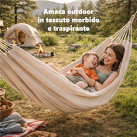 AMACA IN COTONE FLEXY PORTATA 120 KG BEIGE DIMENSIONI 200 X 100 CM