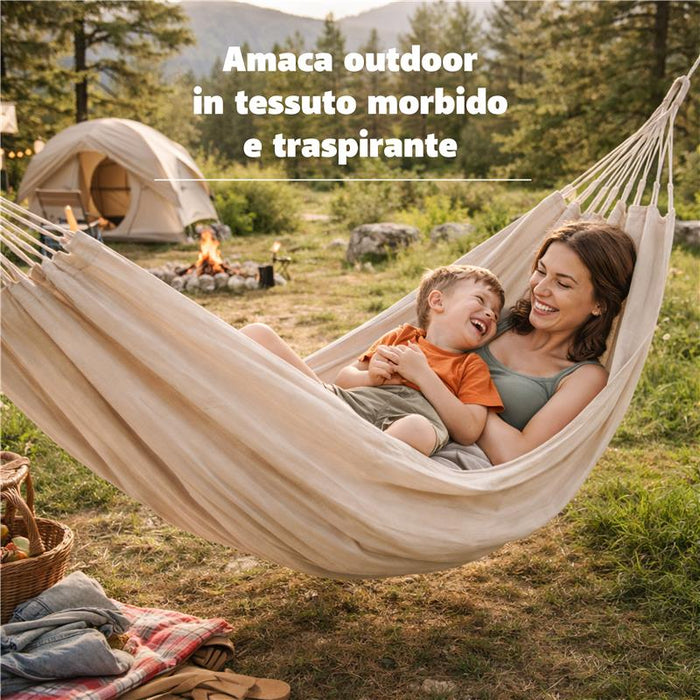 AMACA IN COTONE FLEXY PORTATA 120 KG BEIGE DIMENSIONI 200 X 100 CM