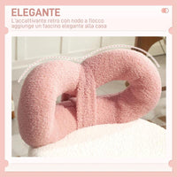 SGABELLO GIREVOLE AD ALTEZZA REGOLABILE CON SCHIENALE AD ARCO, IN TESSUTO TEDDY, 50X50X63-77 CM, BIANCO E ROSA