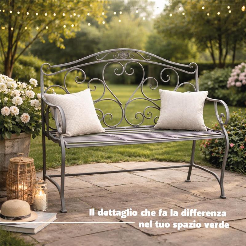 PANCA DOLLIE IN ACCIAIO VERNICIATO BIANCO OSSIDATO 103 X 54 X H95 CM