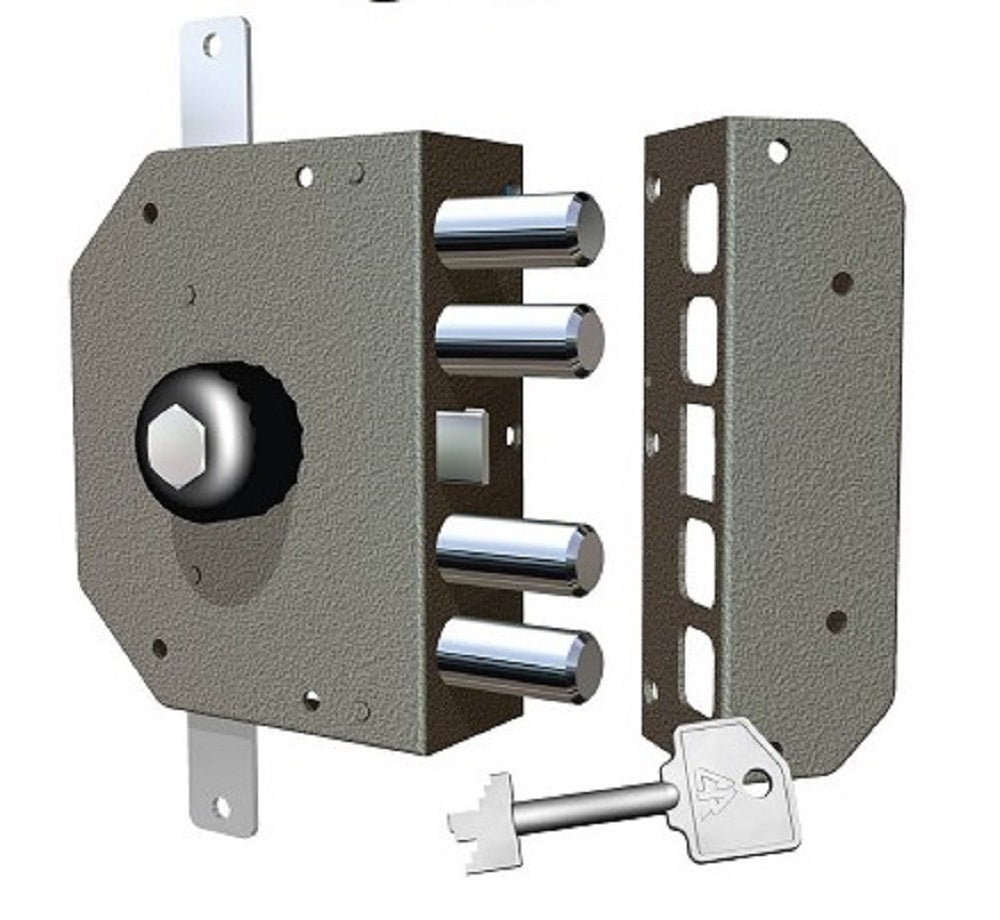 SERRATURA TRIPLICE DI SICUREZZA CILINDRO A POMPA CR ART.3250 POMOLO DX