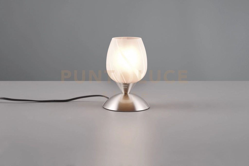 CUP II LAMPADA IN ACCIAIO E VETRO CALICE ALABASTRO H.18CM 1 LUCE ATTACCO E14
