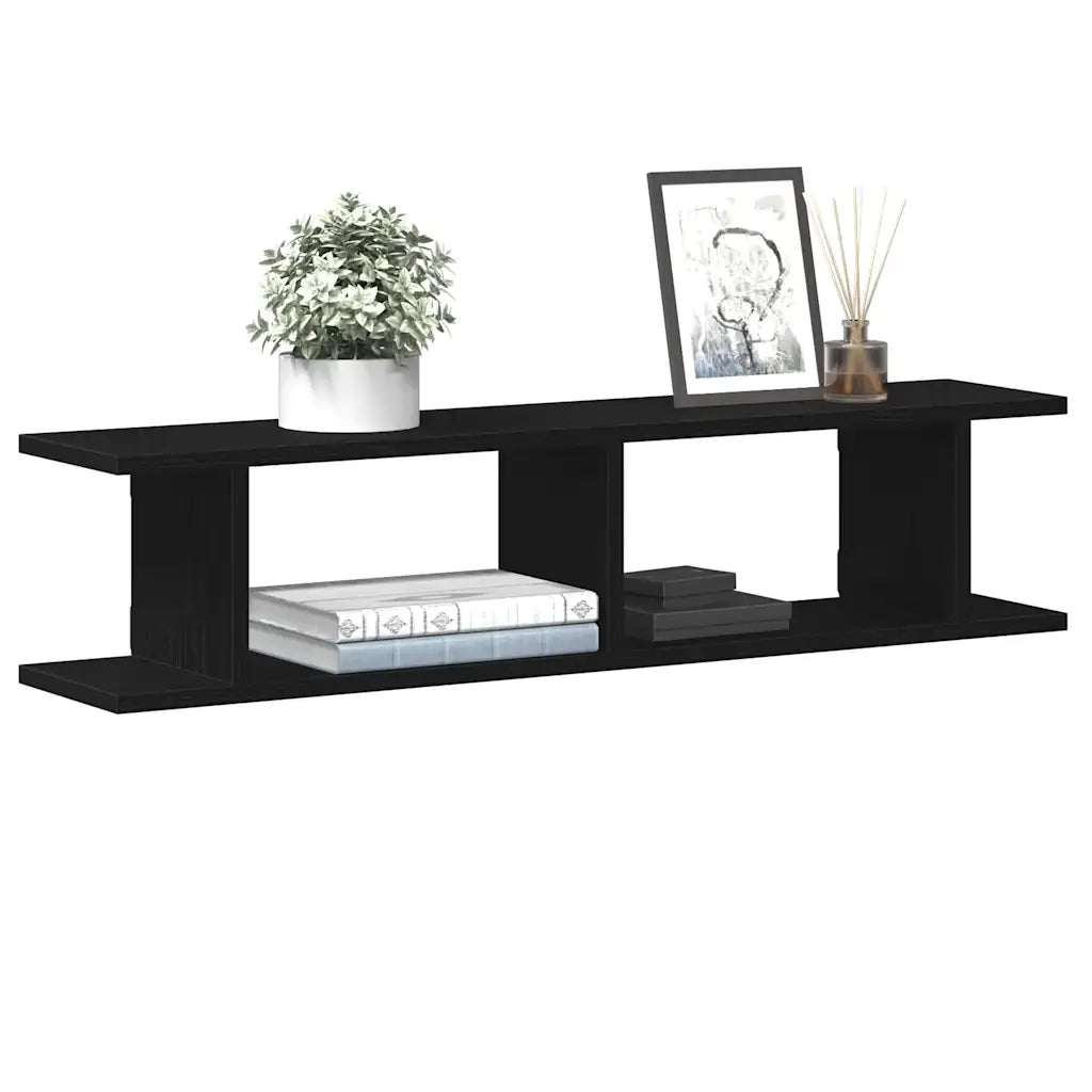 Mensole da Parete 2 pz Rovere Nero 90x18x20 cm in Truciolato