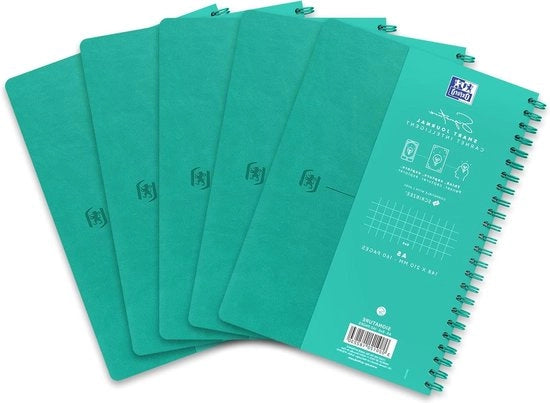 Quaderno di appunti spirale A5 con copertina ruvida 160 pagine, copertina flessibile, colore turquoise - 5 pezzi