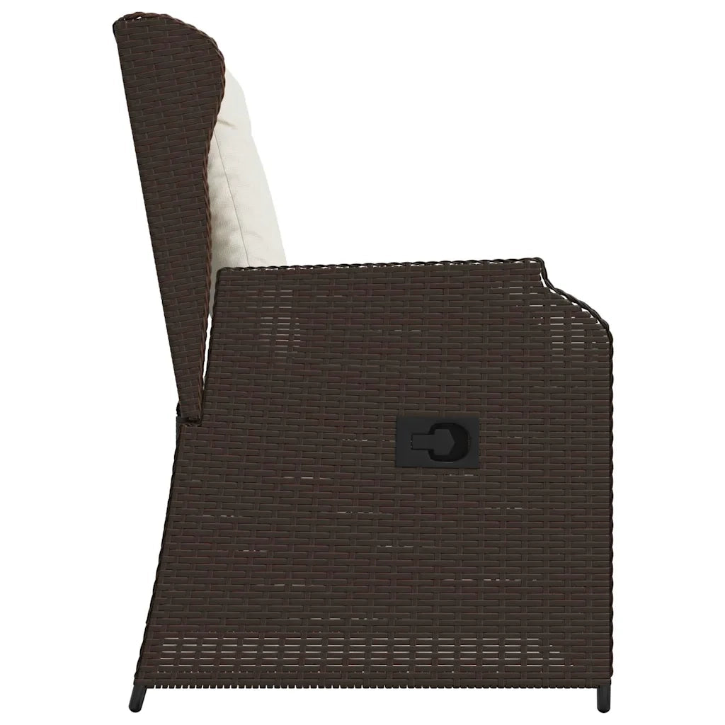 vidaXL Panchina da giardino con cuscino 2 pcs Marrone Poly Rattan