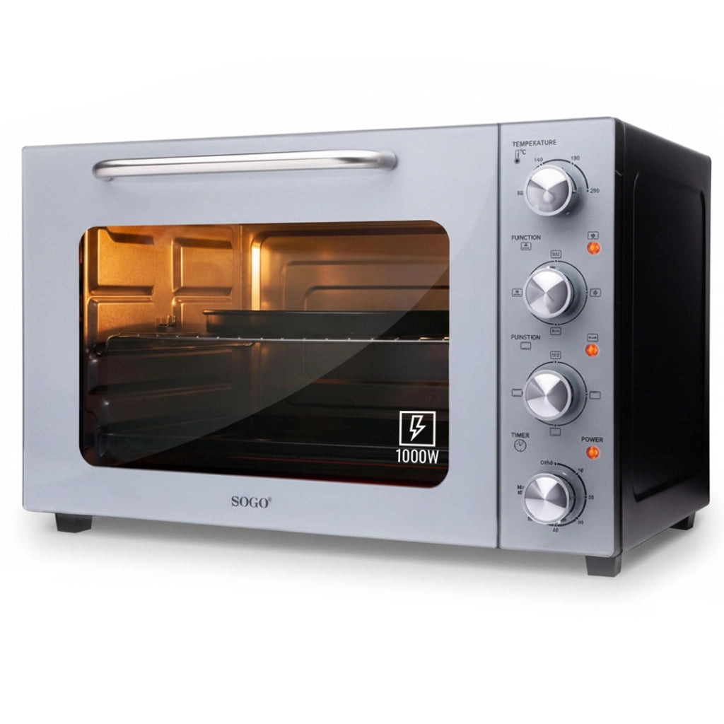 Forno elettrico ventilato 58L con girarrosto, 6 funzioni cottura, termostato 90-230°C, 2000W cucina - SOGO