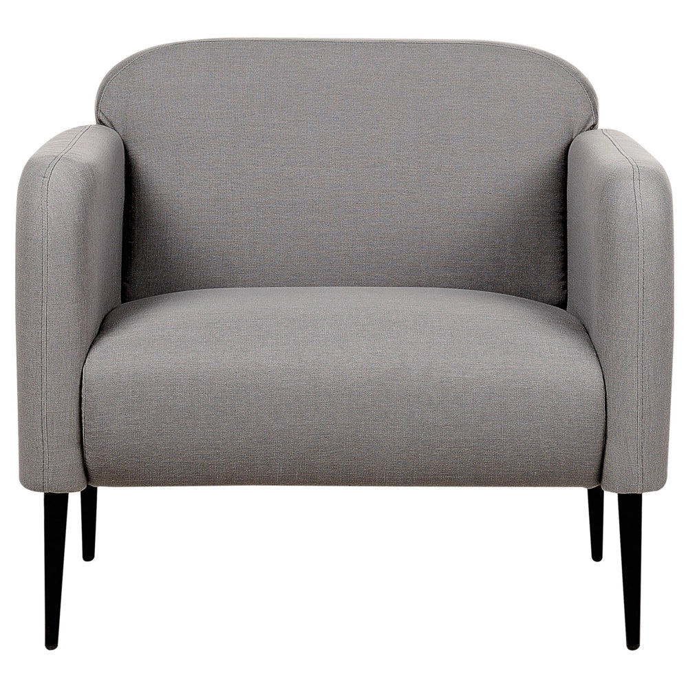 Poltrona in tessuto di lino grigio e nero Gambe in metallo Sedia imbottita Morbido stile retrò Art Decor Soggiorno