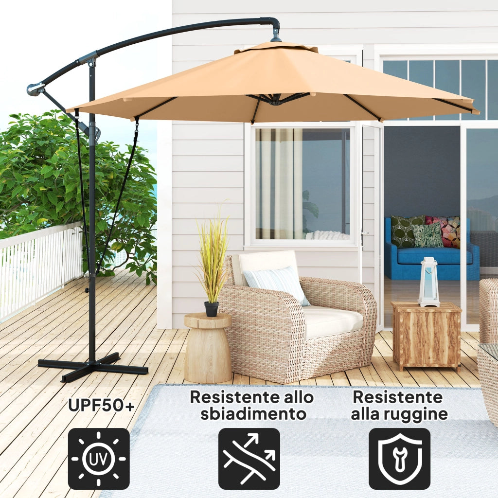 Ombrellone da Giardino ?3 m ¨C zephmum ¨C Metallo, Poliestere, Cachi