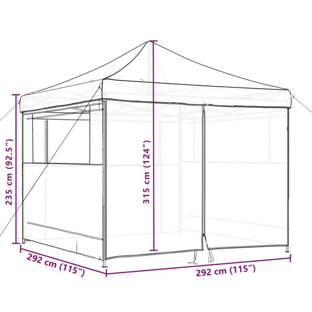 Tendone per Feste Pieghevole Pop-Up con 4 Pareti Beige
