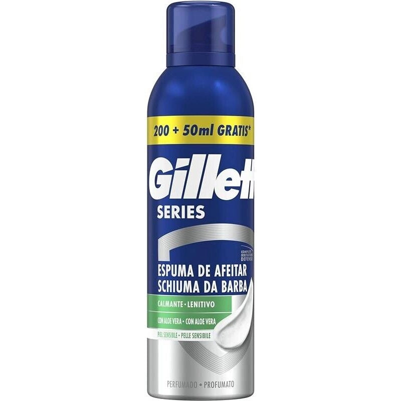 GILLETTE SERIES SCHIUMA DA BARBA LENITIVA CON ALOE PER PELLI SENSIBILI PROTEZIONE COMPLETA CONTRO LE IRRITAZIONI 250 ML