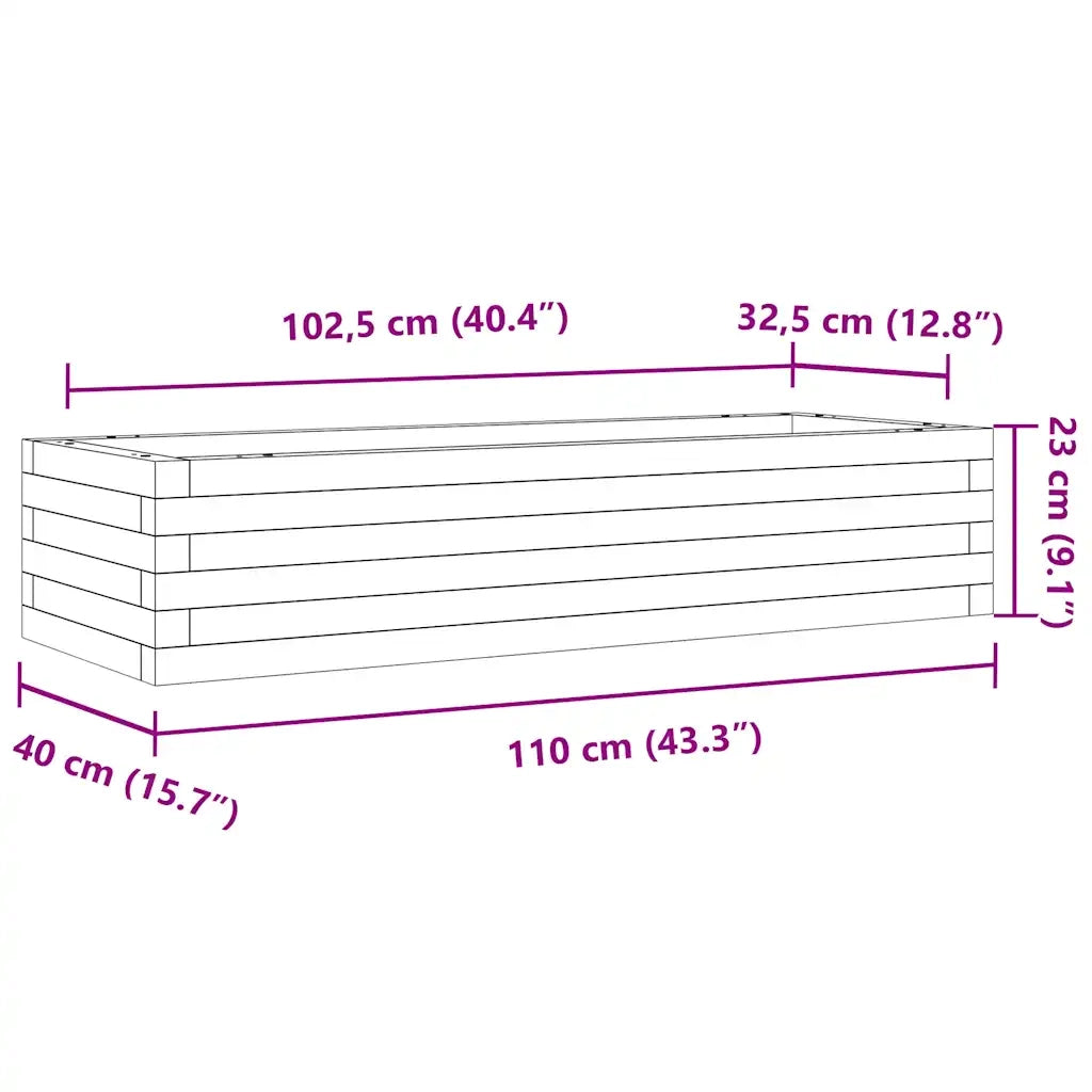Fioriera Giardino Marrone Cera 110x40x23 cm Legno Massello Pino 847230