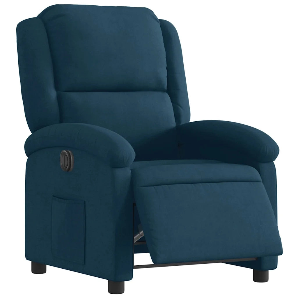 Divano Sedia-Poltrona Reclinabile Elettrica Blu in Velluto 840434