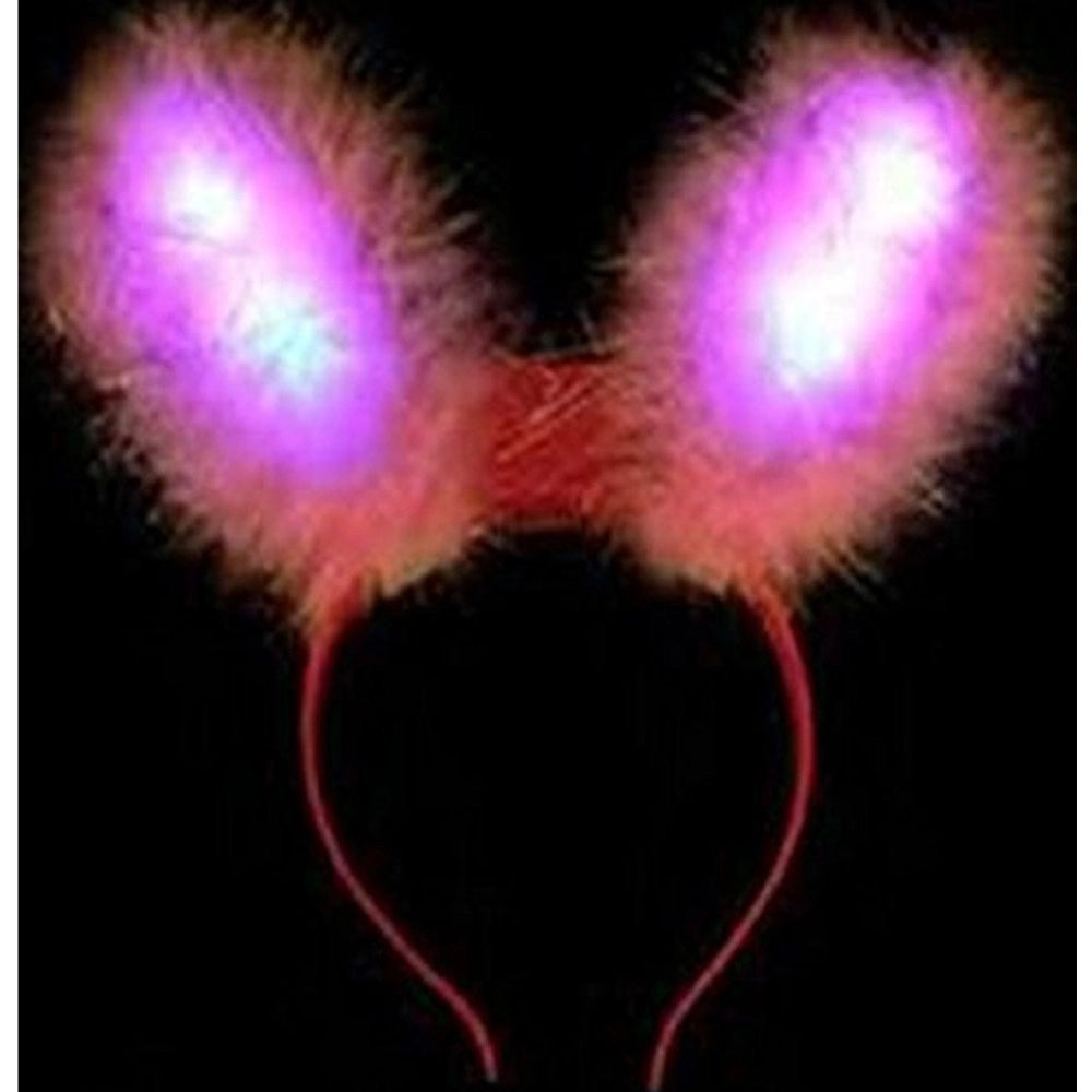 Trade Shop - Cerchietto Orecchie Coniglio Cerchietto Frontino Luminoso Led Ferma Capelli -
