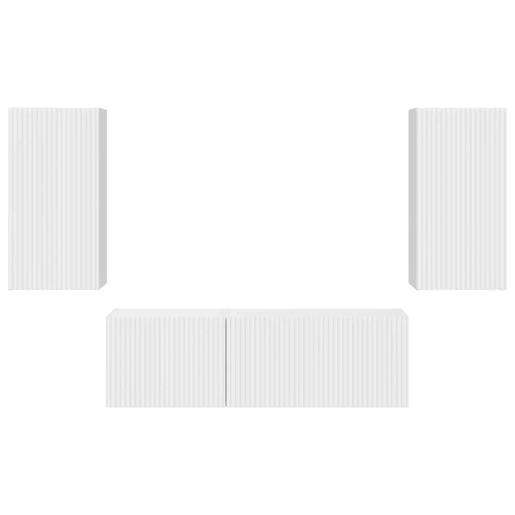 Set di Mobiletto da TV a Parete 4 pz-Credenza per TV sospesa Bianco Lucido 941860