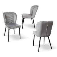 PAZZO DESIGN Sedia Simona set da 4 sedie Grigio in velluto e gambe in metallo