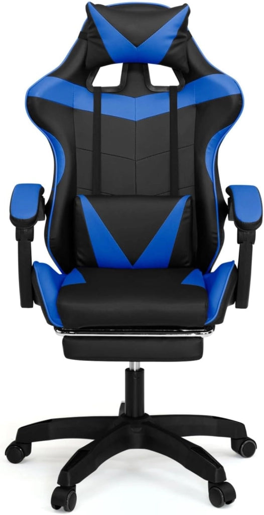 Sedia da gioco ALEX regolabile con poggiapiedi, cuscino per la testa e cuscino lombare in nero e blu
