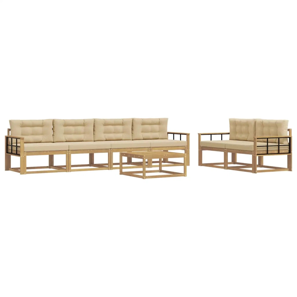 Set di divani da esterno 6 pz Bianco e Beige 3386107