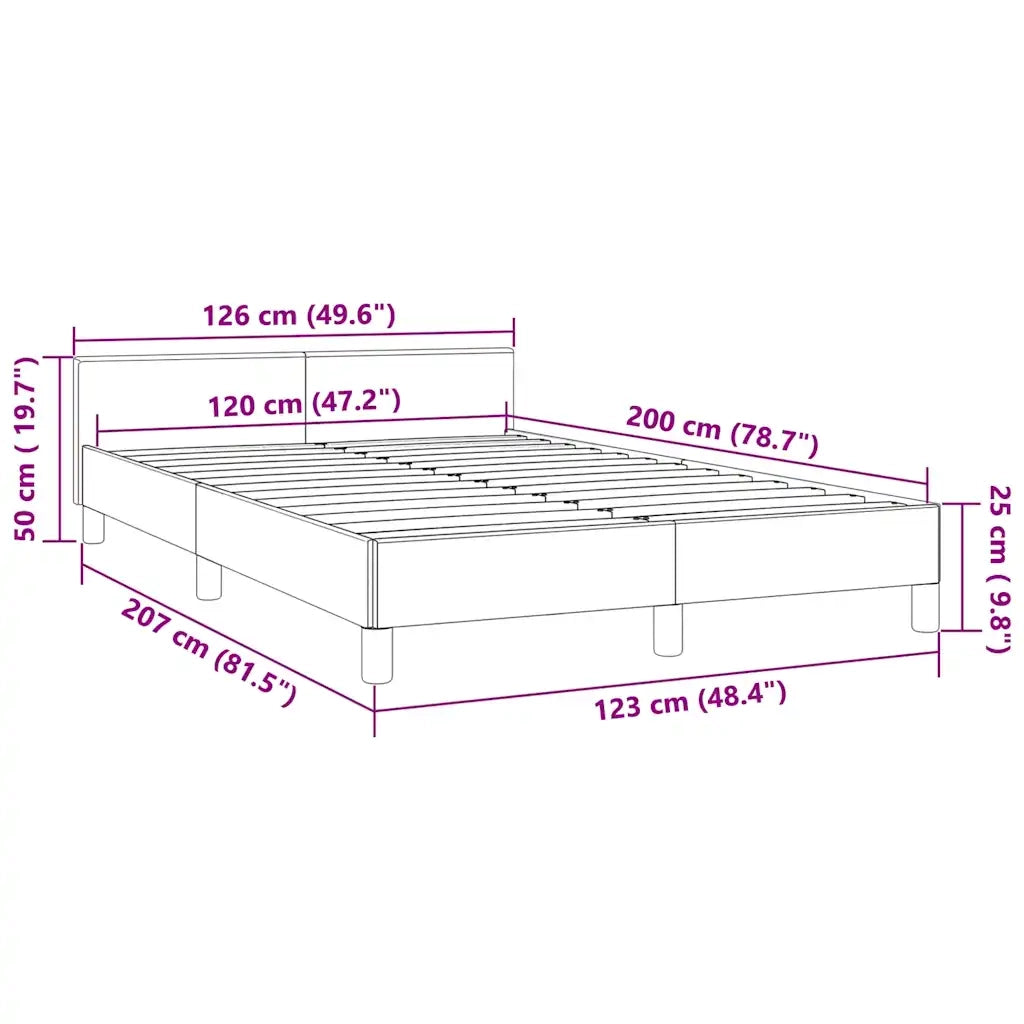Giroletto con Testiera senza Materasso-Struttura Letto Rosa 120x200 cm Velluto