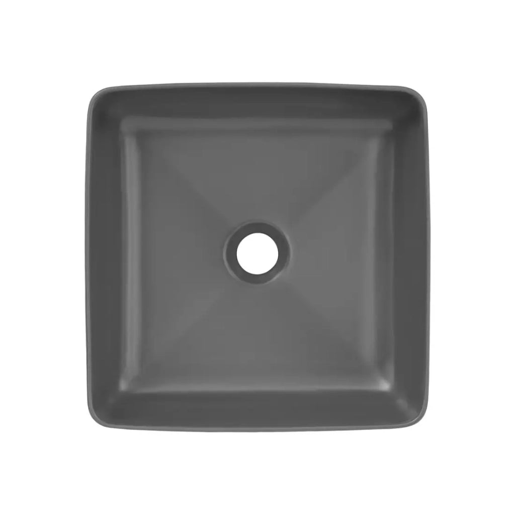 Lavabo da appoggio quadrato 37x37 cm in ceramica grigio opaco