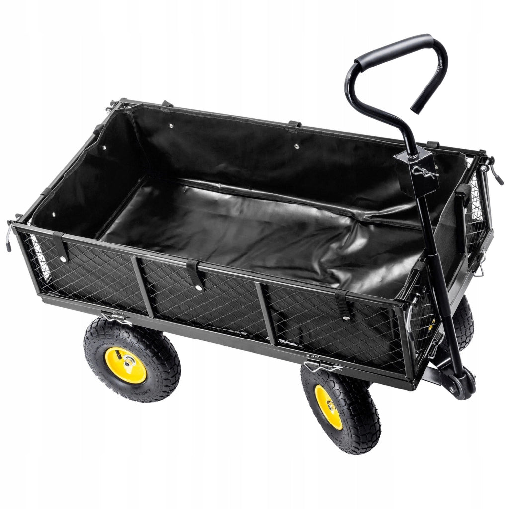 Carrello da giardino KADAX con carriola, rimorchio per trasporto, portata 300 kg, con telone, grande.