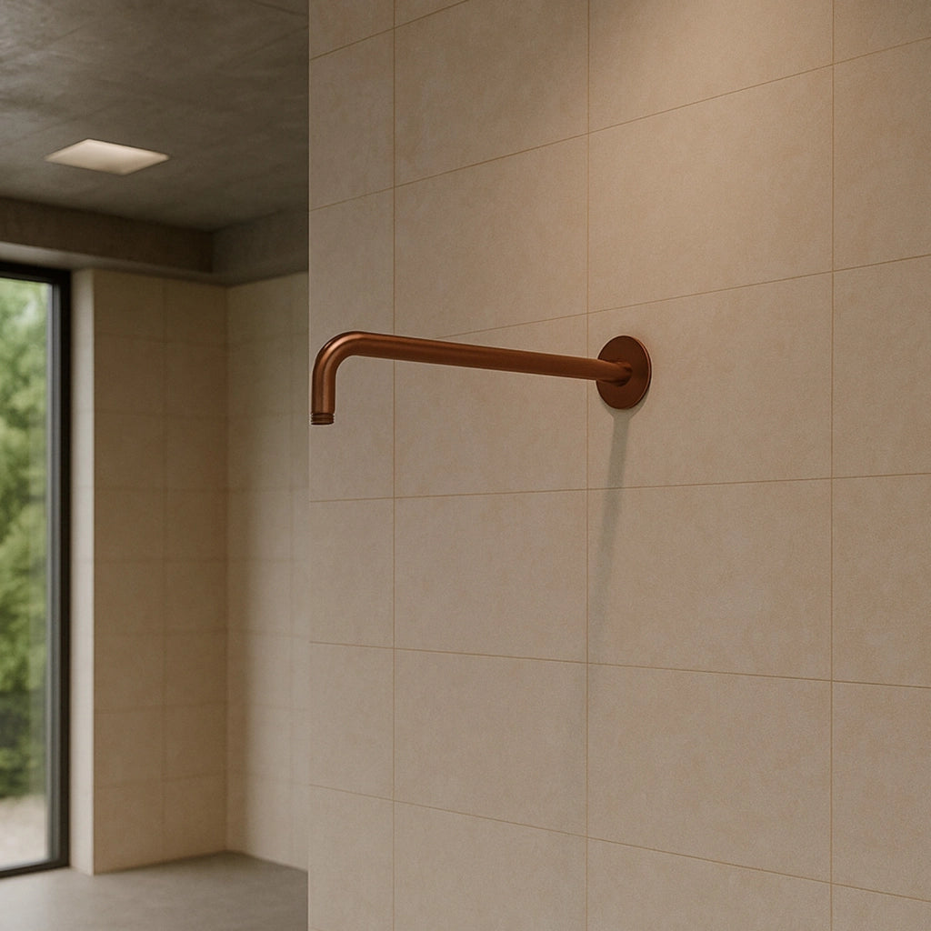 SINED Braccio Doccia Parete Lungo in Acciaio Inox 316L Finitura PVD Oro Rosa per Ambienti Interni ed Esterni Modello Levante