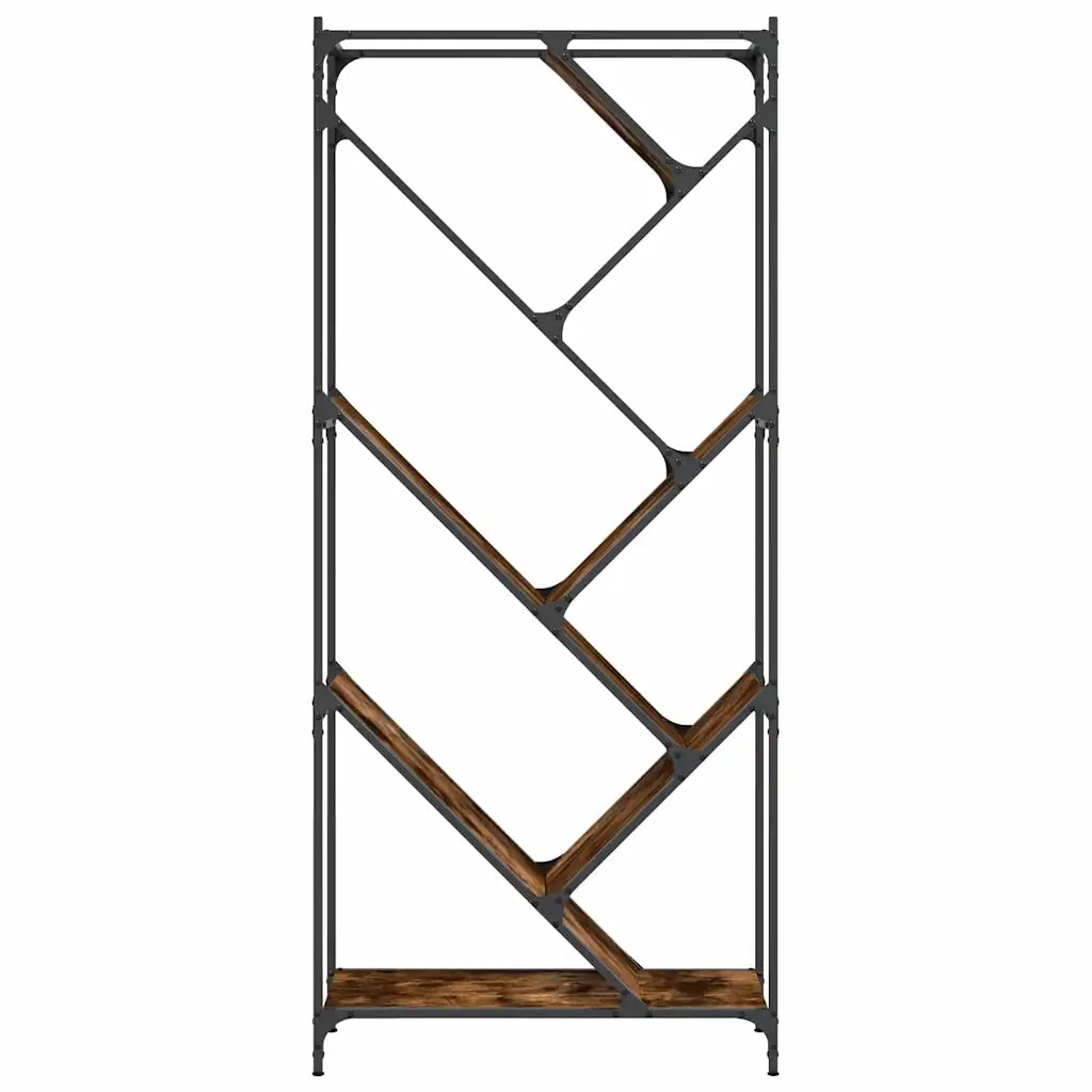 Libreria Rovere Fumo 79x30x180 cm Legno Multistrato e Metallo 845433