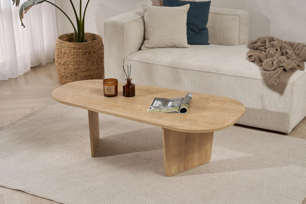Tavolino da caffè in legno "Ovalis" - 130 x 65 x 40 cm - Rovere