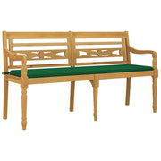 Panca da giardino mobili da esterno per patio mobili da terrazza con cuscino verde 150 cm legno massello di teak 02_0011101
