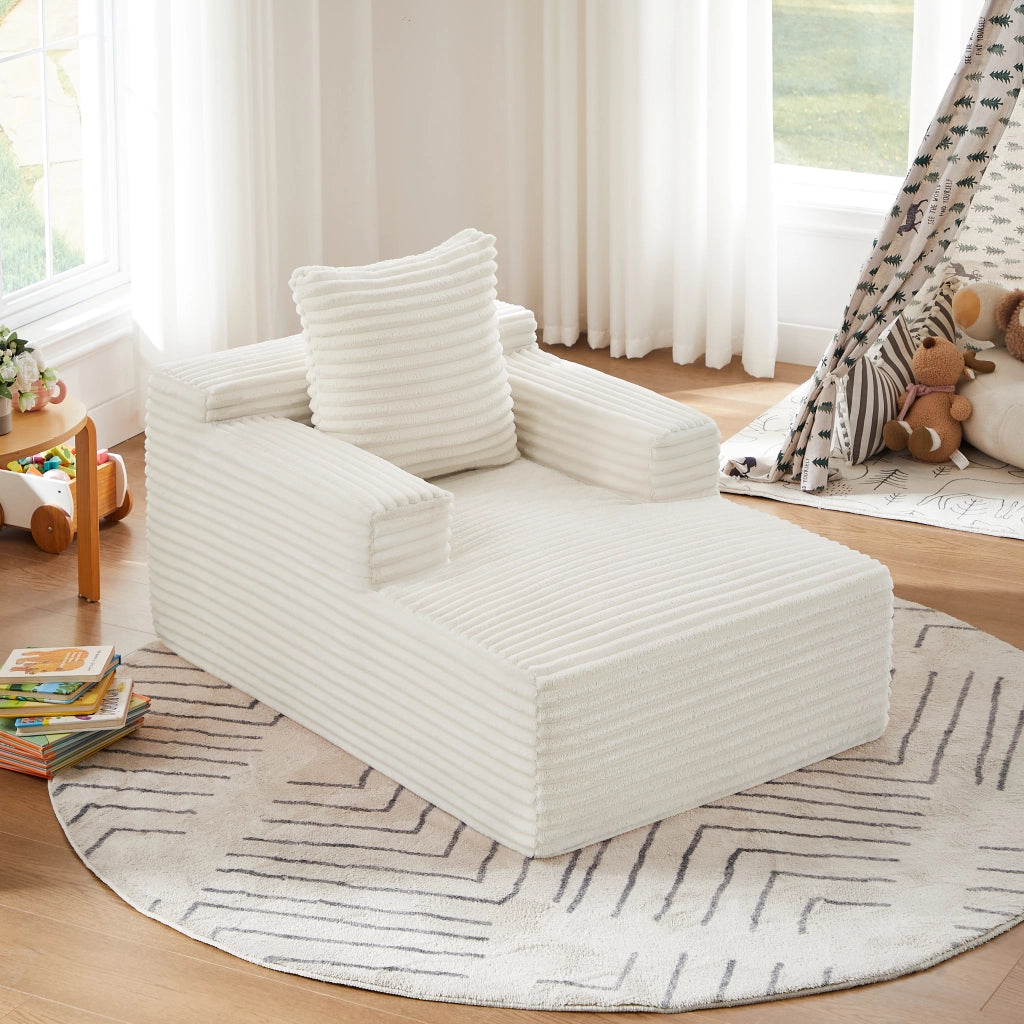 Chaise longue relax convertibile con funzione letto e senza montaggio in velluto a coste beige