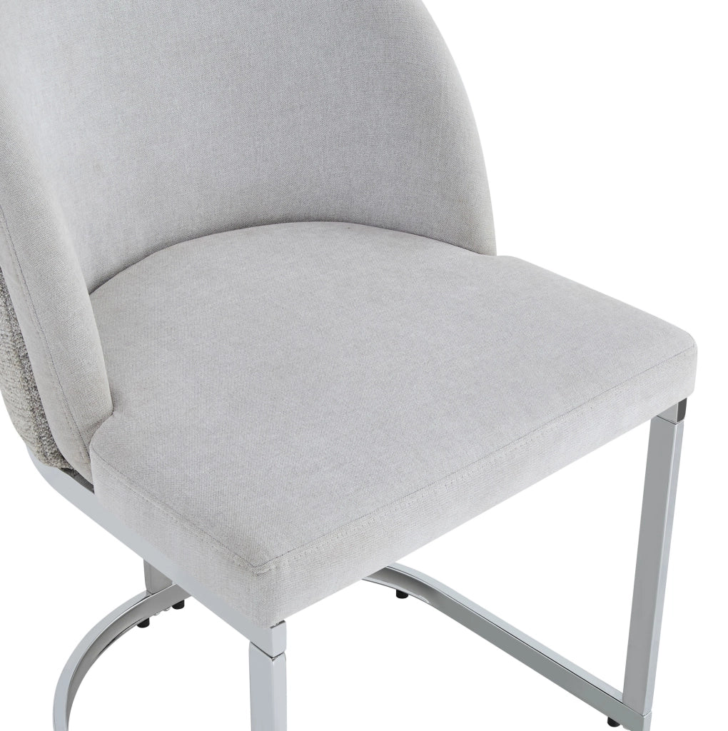 Set di 2 sedie da pranzo moderne in chenille grigio con gambe in metallo argentato