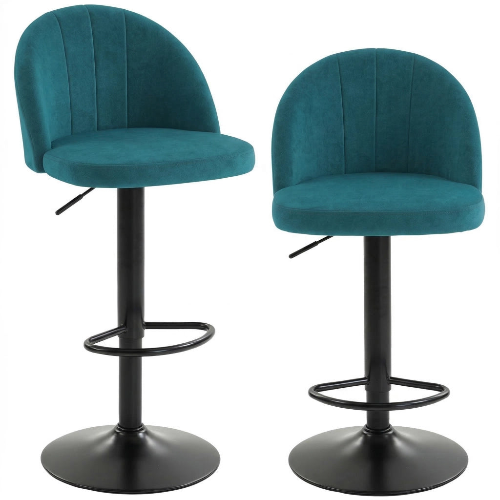 Set di 2 Sgabelli da Bar. Sgabelli Moderni Girevoli con Poggiapiedi. Blu