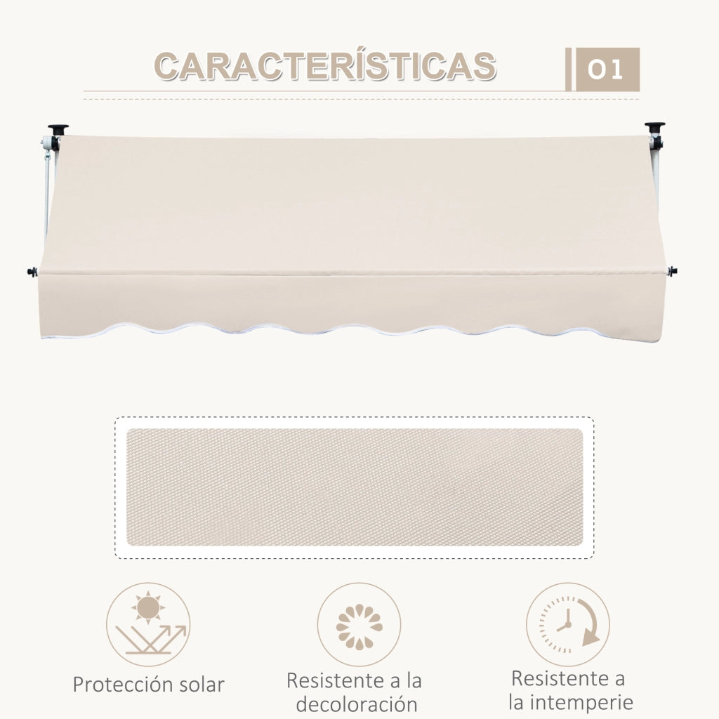 Toldo Manuale Retrattile Esterno ¨C zephmum ¨C Beige 4x1.2 m