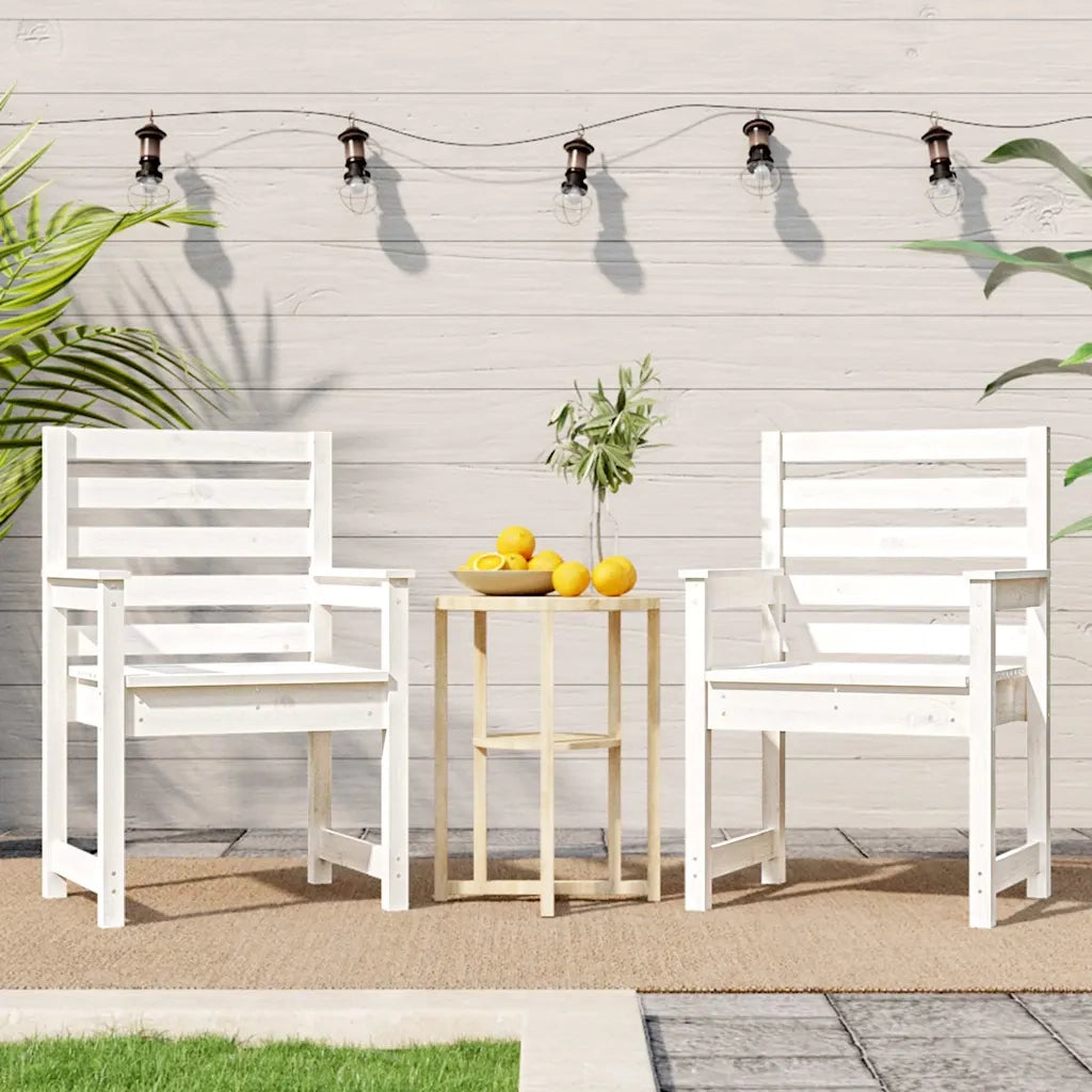 Sedie da Giardino 2pz Bianche 60x48x91cm Legno Massello di Pino 824054