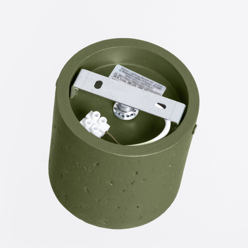 Spot soffitto tondo cemento verde oliva GU10 RONDEO