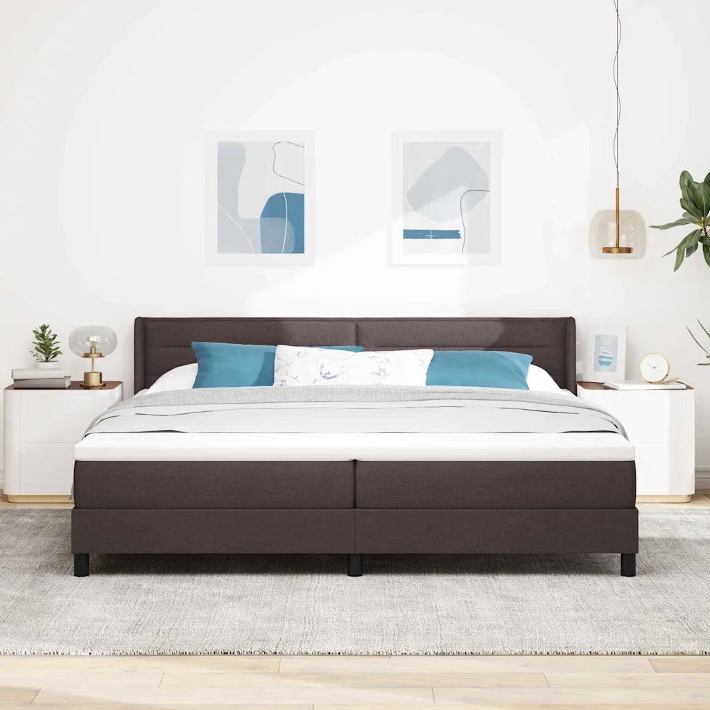 Letto a molle con testiera Marrone Scuro 200 x 200 cm Tessuto 3341065