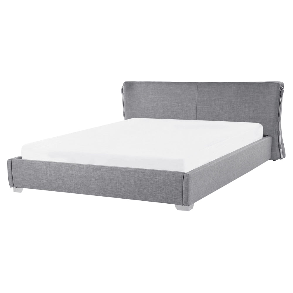 Letto ad acqua 160 x 200 cm Tessuto grigio con accessori Contemporaneo