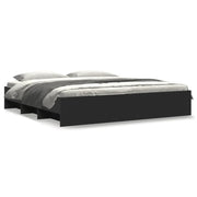 Letto matrimoniale | Letto per adulti | Giroletto senza Materasso Nero 180x200 cm in Legno Multistrato
