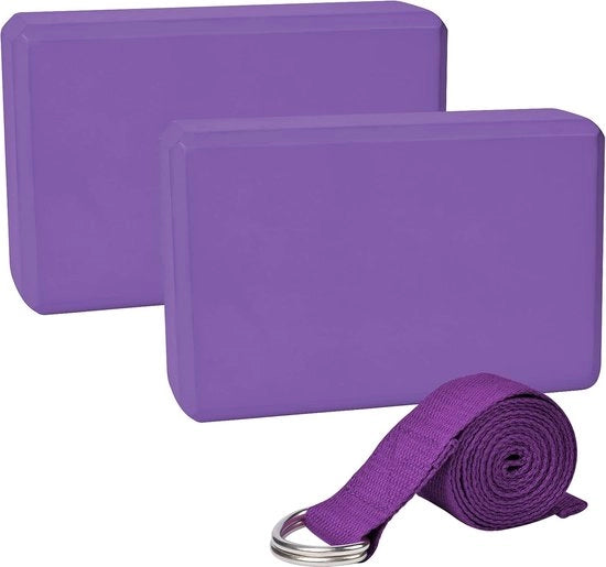 Set di Yogablok da 2 con 1 x 1,8 m blocco di yoga in cotone, blocco di yoga in schiuma di Eva, schiuma dura, set di yoga, blocco di yoga, accessorio fitness, ausilio per yoga e pilates