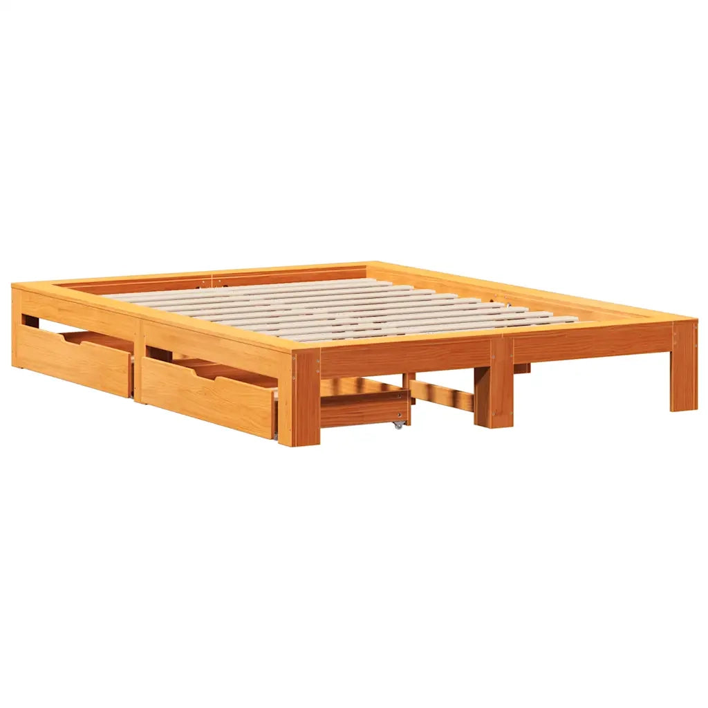 Letto senza Materasso Marrone Cera 160x200 cm in Legno di Pino